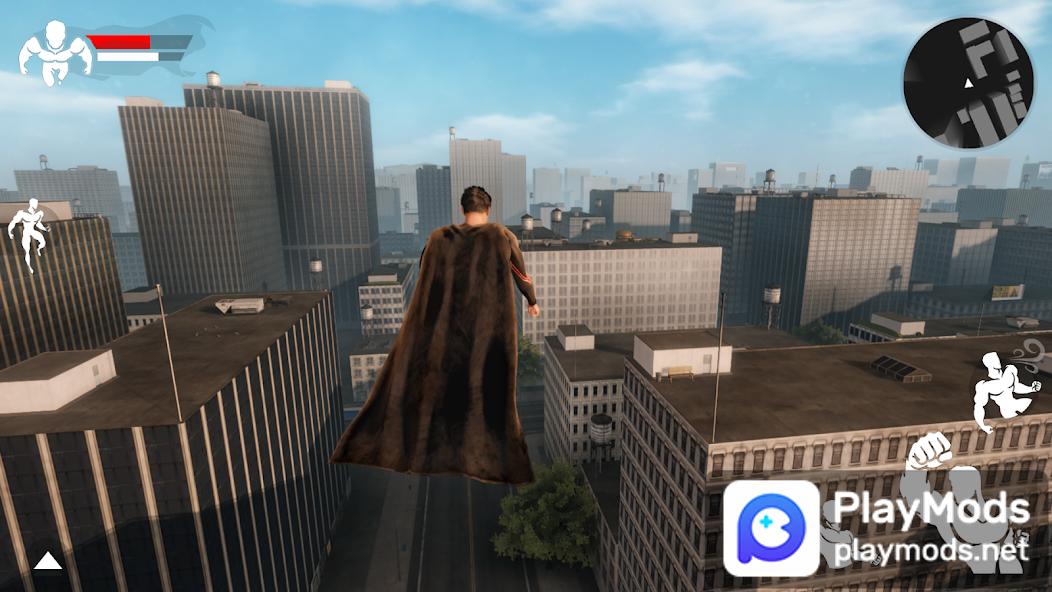 OverPeak: Action Game – A hero standing in a neon-lit Prism City street.